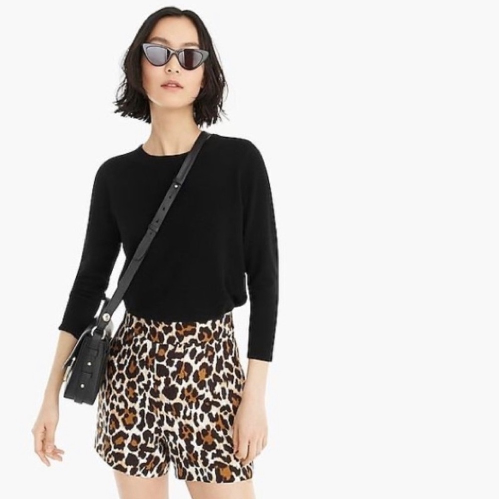 J. Crew NWT Linen Blend Leopard Print High Waisted Shorts Size 4